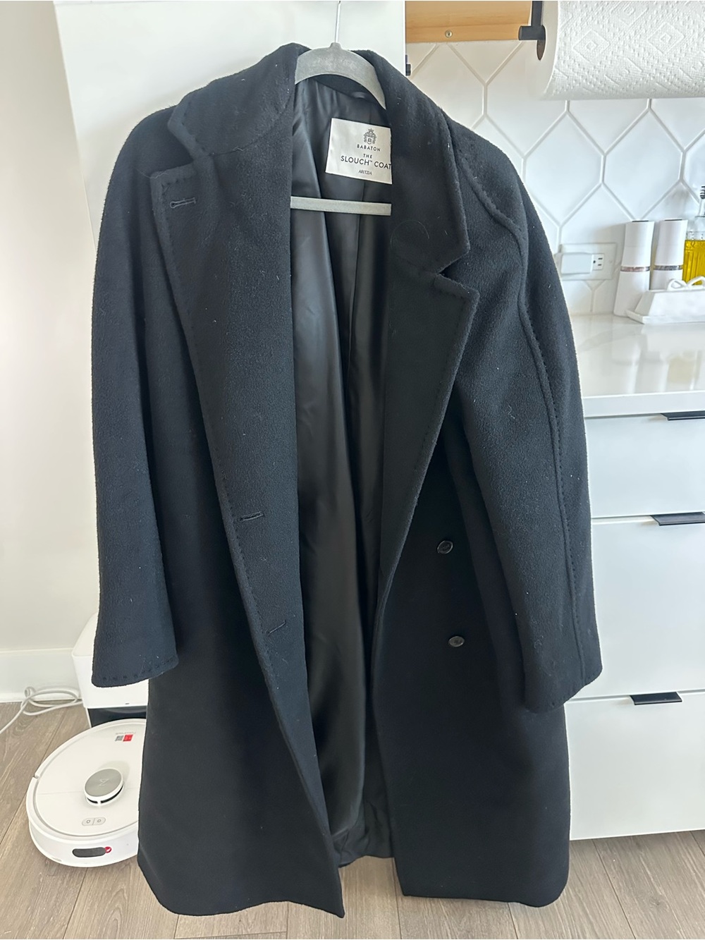 Babaton Black Men's Slouch Pea Coat